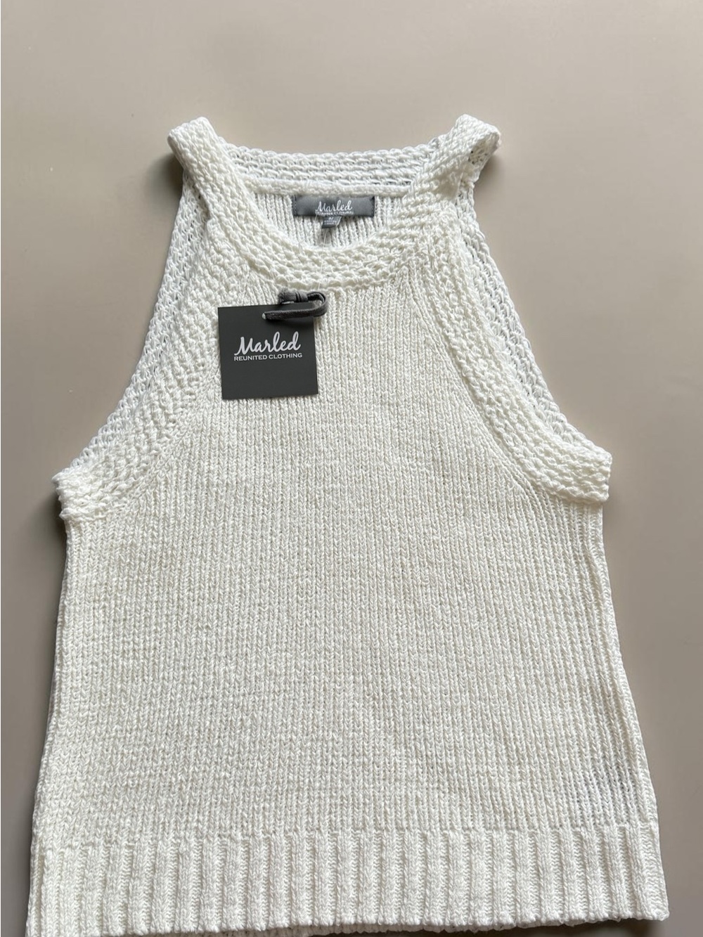 Marled Cream Knit Racerback Tank